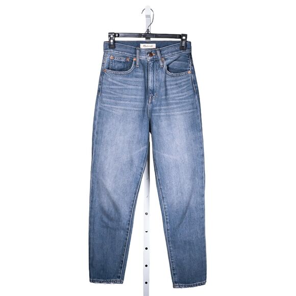 Madewell The Mom Jean Women's Blue Medium Wash High Rise Tapered Denim Size 23 - Picture 1 of 11
